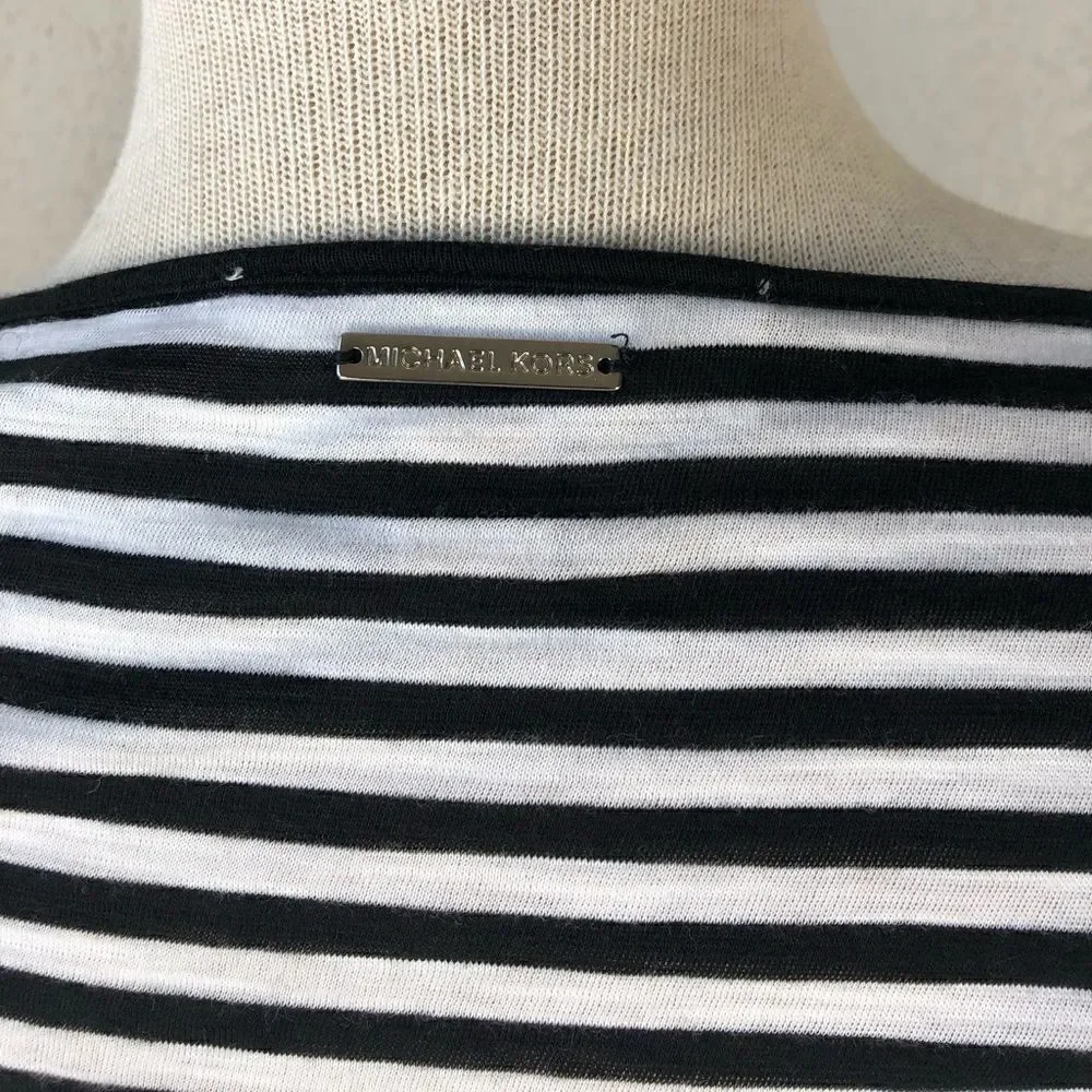 Michael Kors Black and White Striped Top Size S